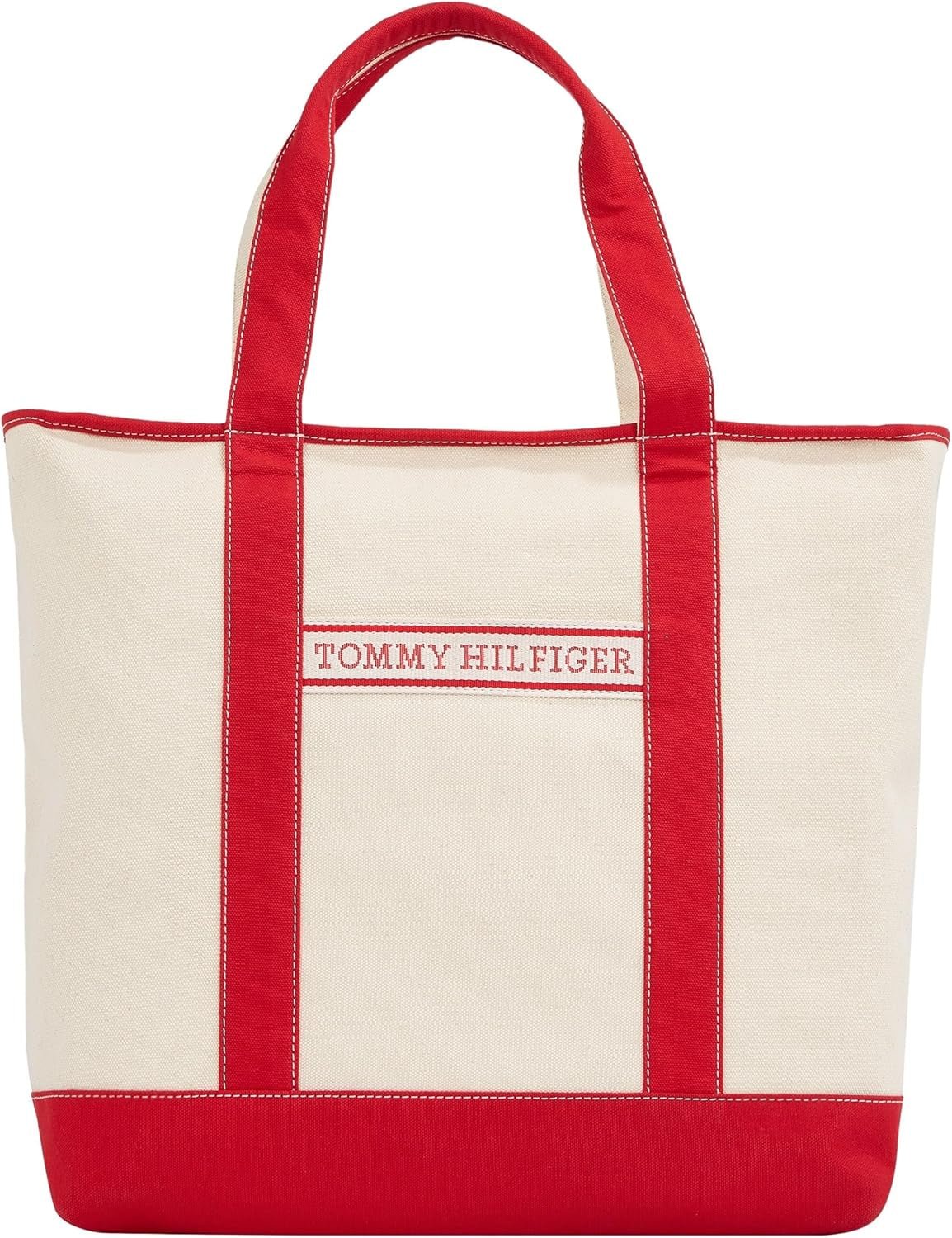 TOMMY HILFIGER Dames Th Summer Canvas Tote Aw0aw17421 Tote bag Tassen Dames Naty Shop Rood (primair rood)
