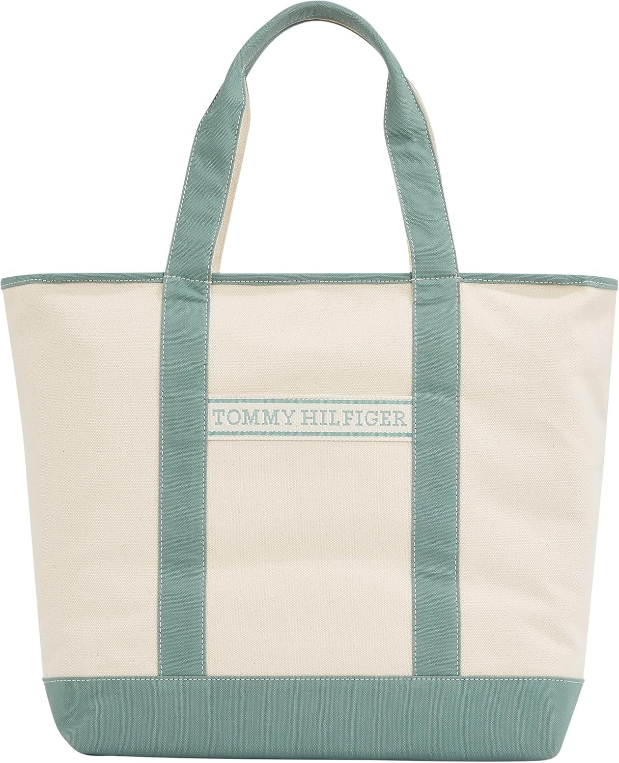 TOMMY HILFIGER Dames Th Summer Canvas Tote Aw0aw17421 Draagtas Damestassen Naty Shop Groen (Charmant Groen)