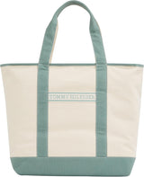 TOMMY HILFIGER Dames Th Summer Canvas Tote Aw0aw17421 Draagtas Damestassen Naty Shop Groen (Charmant Groen)