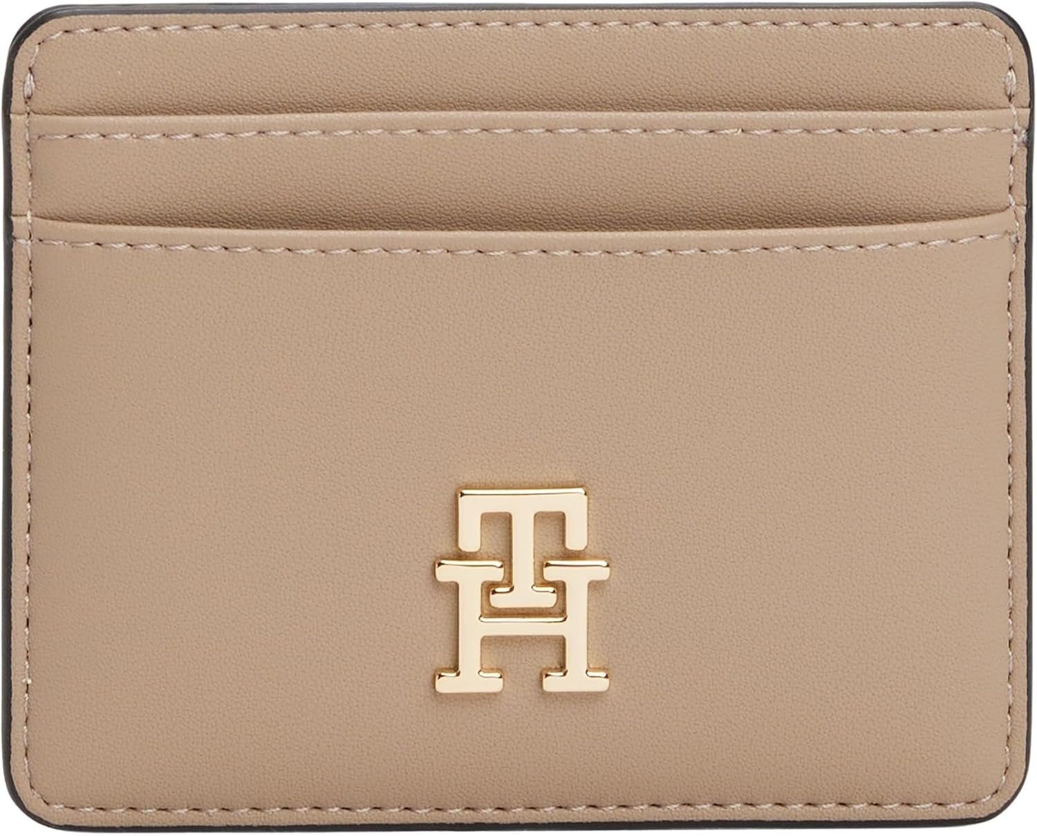 Tommy Hilfiger dames kaarthouder Dames met logo, Beige (Coastal Taupe), One size Heren portemonnee Naty Shop Standaard titel