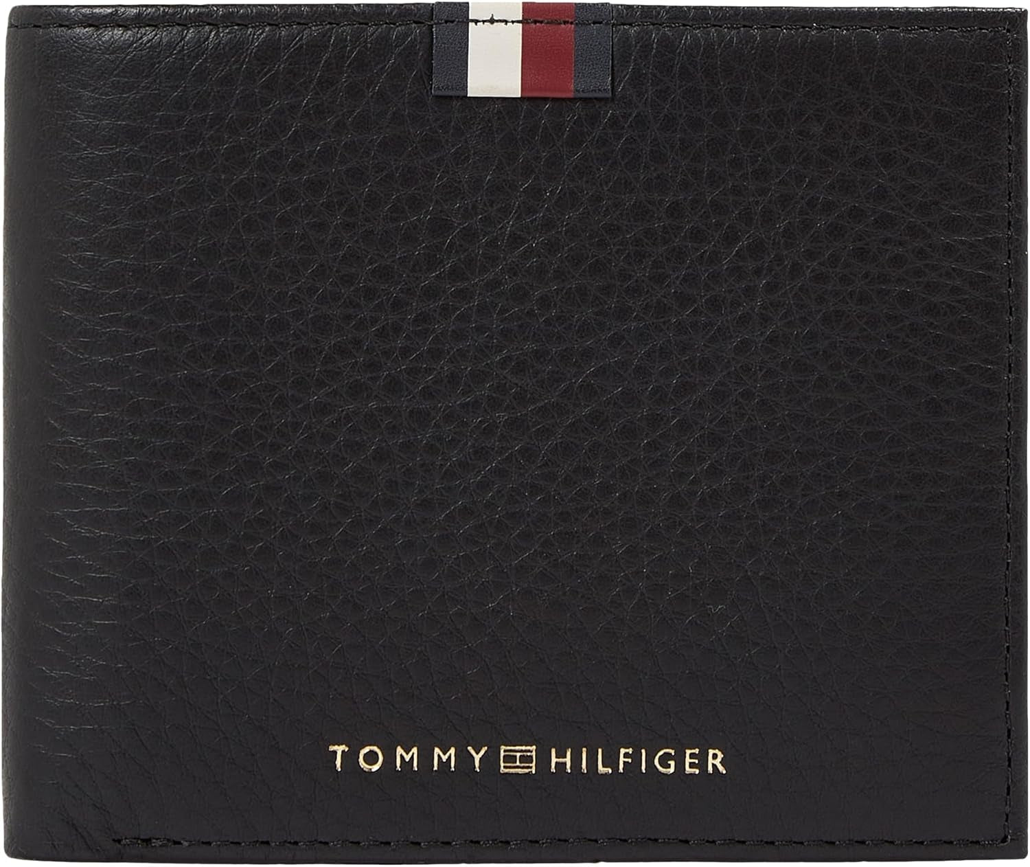Tommy Hilfiger Heren Th Prem Lea Cc en Coin Am0am11265 Portemonnees Heren Portemonnee Naty Shop Zwart (zwart) Os