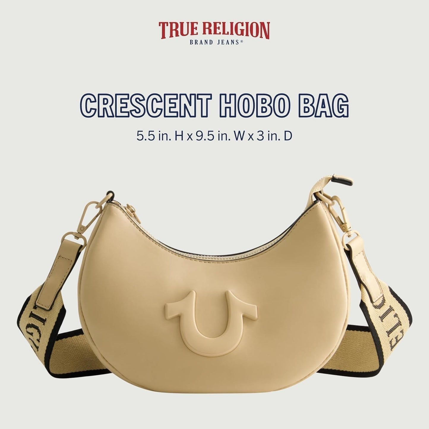 True Religion Schoudertas voor dames, Crescent Hobo-handtas met verstelbare afneembare riem en hoefijzerlogo Damestassen Naty Shop