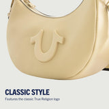 True Religion Schoudertas voor dames, Crescent Hobo-handtas met verstelbare afneembare riem en hoefijzerlogo Damestassen Naty Shop
