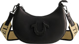 True Religion schoudertas voor dames, Crescent Hobo handtas met verstelbare afneembare riem en hoefijzerlogo damestassen Naty Shop zwart