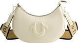 True Religion schoudertas voor dames, Crescent Hobo-handtas met verstelbare afneembare riem en hoefijzerlogo Damestassen Naty Shop Ivoor