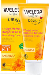 WELEDA Biologische Baby Calendula Verzorgingscrème Lichaam & Gezicht 30ml - Gezichtscrème / huidcrème voor natuurlijke cosmetica met sesamolie en lanoline voor de verzorging van de droge huid. Hydraterende verzorgingscrème voor baby's en kinderen Kinderen - Bad- en huidverzorging Naty Shop 75 Ml (1 pakje)