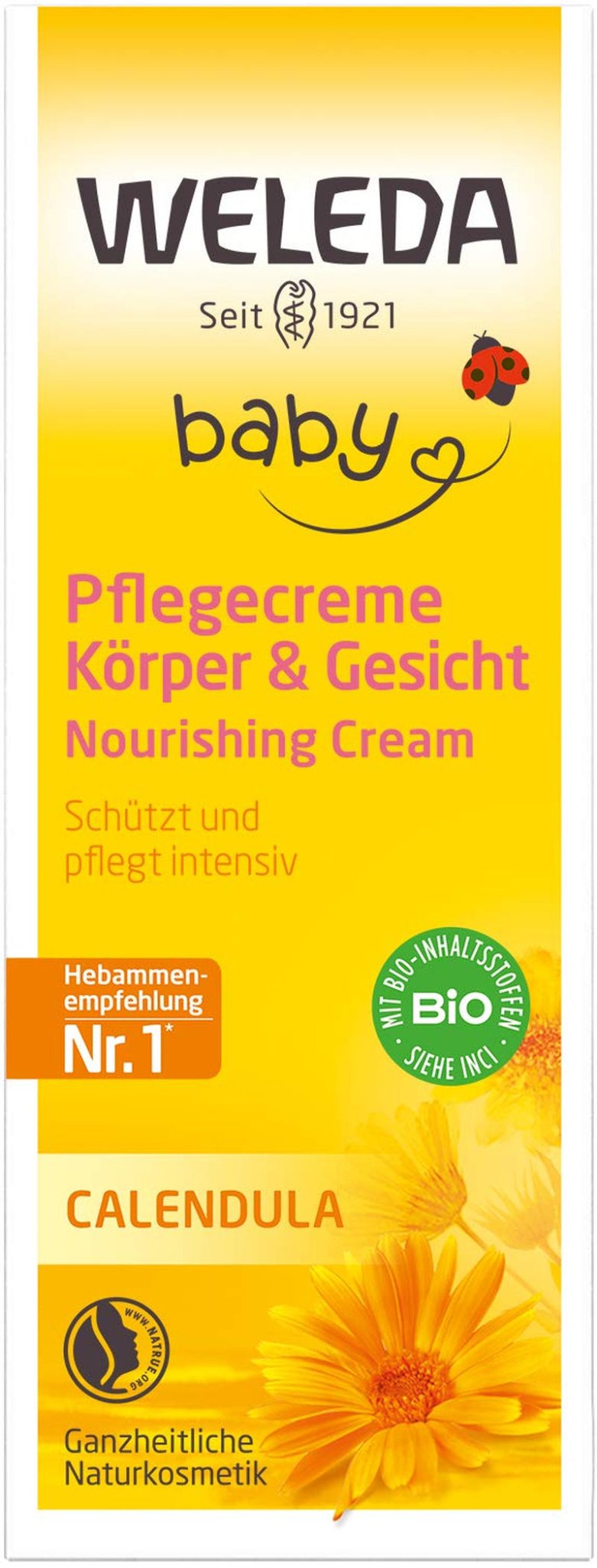 WELEDA Biologische Baby Calendula Verzorgingscrème Lichaam & Gezicht 30ml - Gezichtscrème / huidcrème voor natuurlijke cosmetica met sesamolie en lanoline voor de verzorging van de droge huid. Hydraterende verzorgingscrème voor baby's en kinderen Kinderen - Bad- en huidverzorging Naty Shop