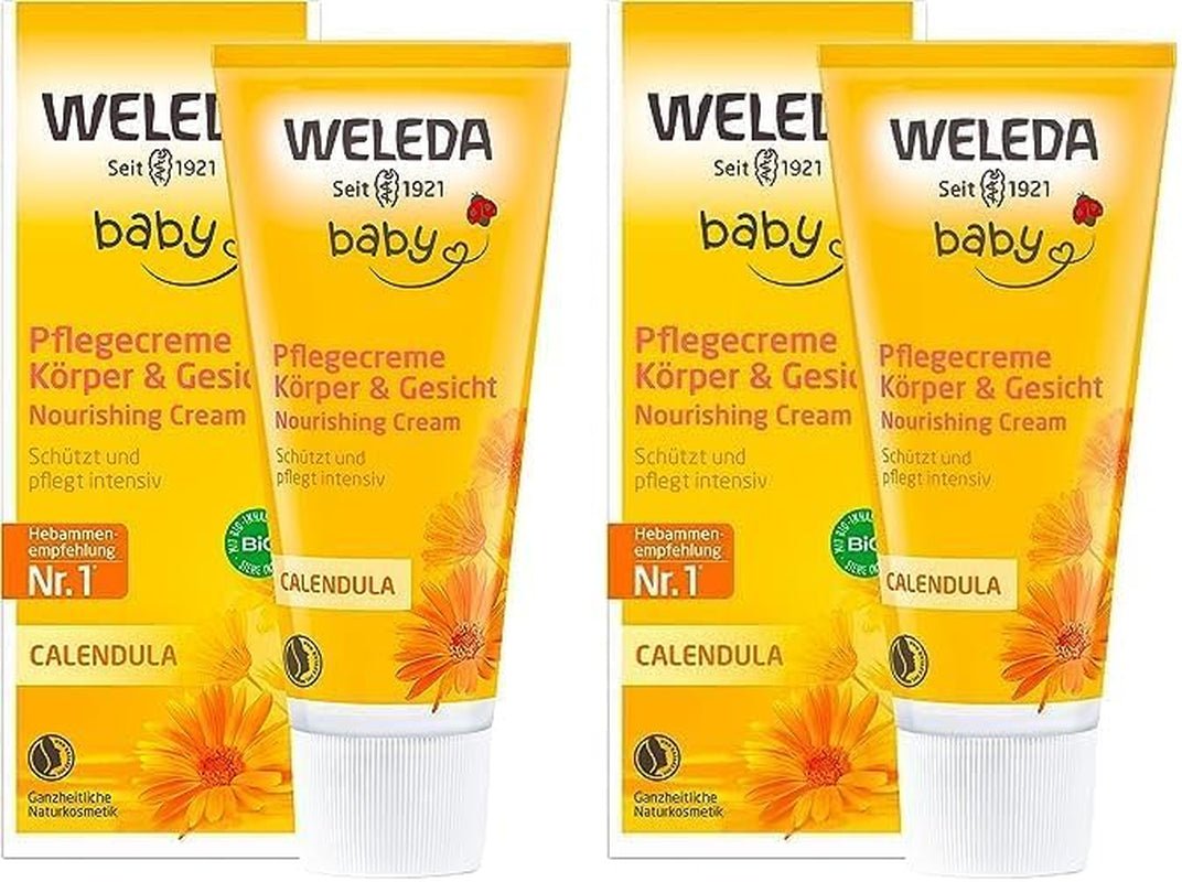 WELEDA Biologische Baby Calendula Verzorgingscrème Lichaam & Gezicht 75ml - Gezichtscrème / huidcrème voor natuurlijke cosmetica met sesamolie en lanoline voor de verzorging van de droge huid. Hydraterende verzorgingscrème voor baby's en kinderen Kinderen - Bad- en huidverzorging Naty Shop Standaardtitel