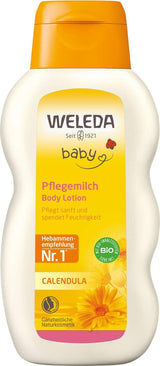 WELEDA Organic Baby Calendula Care Milk - Natuurlijke cosmetische bodylotion met amandelolie en bijenwas voor de verzorging en reiniging van de droge babyhuid. Fijne huidverzorgingslotion voor baby's en kinderen (1x 200ml) Kinderen - Bad- en huidverzorging Naty Shop Standaard titel