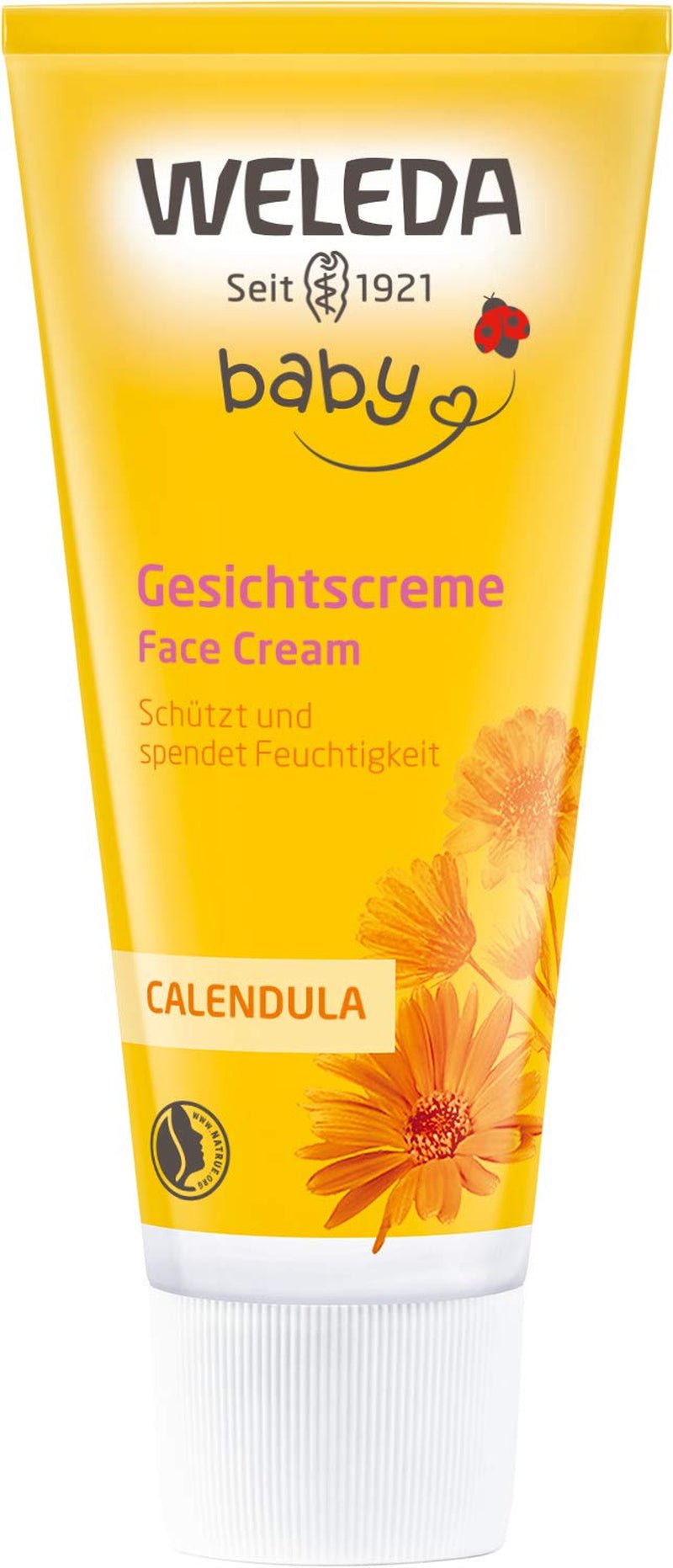 WELEDA Organic Baby Calendula Gezichtscrème - Natuurlijke cosmetische vochtinbrengende crème met amandelolie en bijenwas voor de verzorging van de droge huid. Natuurlijke gezichtsverzorgingscrème voor baby's en kinderen (1x 50ml) Kinderen - Bad- en huidverzorging Naty Shop