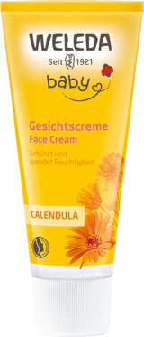 WELEDA Organic Baby Calendula Gezichtscrème - Natuurlijke cosmetische vochtinbrengende crème met amandelolie en bijenwas voor de verzorging van de droge huid. Natuurlijke gezichtsverzorgingscrème voor baby's en kinderen (1x 50ml) Kinderen - Bad- en huidverzorging Naty Shop