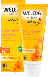 WELEDA Organic Baby Calendula Gezichtscrème - Natuurlijke cosmetische vochtinbrengende crème met amandelolie en bijenwas voor de verzorging van de droge huid. Natuurlijke gezichtsverzorgingscrème voor baby's en kinderen (1x 50ml) Kinderen - Bad- en huidverzorging Naty Shop Gezichtscrème 50 Ml (1 pakje)