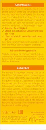 WELEDA Organic Baby Calendula Gezichtscrème - Natuurlijke cosmetische vochtinbrengende crème met amandelolie en bijenwas voor de verzorging van de droge huid. Natuurlijke gezichtsverzorgingscrème voor baby's en kinderen (1x 50ml) Kinderen - Bad- en huidverzorging Naty Shop