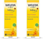 WELEDA Organic Baby Calendula Gezichtscrème - Natuurlijke cosmetische vochtinbrengende crème met amandelolie en bijenwas voor de verzorging van de droge huid. Natuurlijke gezichtsverzorgingscrème voor baby's en kinderen (1x 50ml) Kinderen - Bad- en huidverzorging Naty Shop Gezichtscrème 50 Ml (pak van 2)