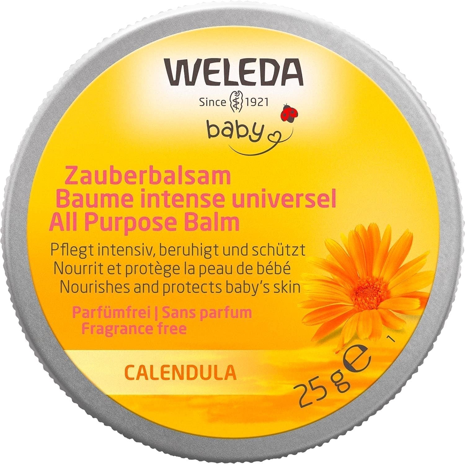 WELEDA Organic Baby Calendula Magic Balm - Universele balsem van natuurlijke cosmetica voor gezicht en lichaam om de droge huid en lippen te verzorgen en te kalmeren. Universele rijke balsem voor baby's en kinderen (1x 25g) Kinderen - Bad- en huidverzorging Naty Shop