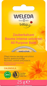WELEDA Organic Baby Calendula Magic Balm - Universele balsem van natuurlijke cosmetica voor gezicht en lichaam om de droge huid en lippen te verzorgen en te kalmeren. Universele rijke balsem voor baby's en kinderen (1x 25g) Kinderen - Bad- en huidverzorging Naty Shop
