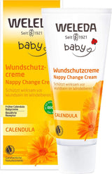 WELEDA Organic Baby Calendula Wondbeschermingscrème 75 ml - Natuurlijke cosmetische wondzalf / babycrème voor de bescherming van de gevoelige huid van de baby in het luiergebied. Helpt bij roodheid, geïrriteerde huid en pijn Kinderen - Bad- en Huidverzorging Naty Shop Wondbeschermingscrème 75 Ml