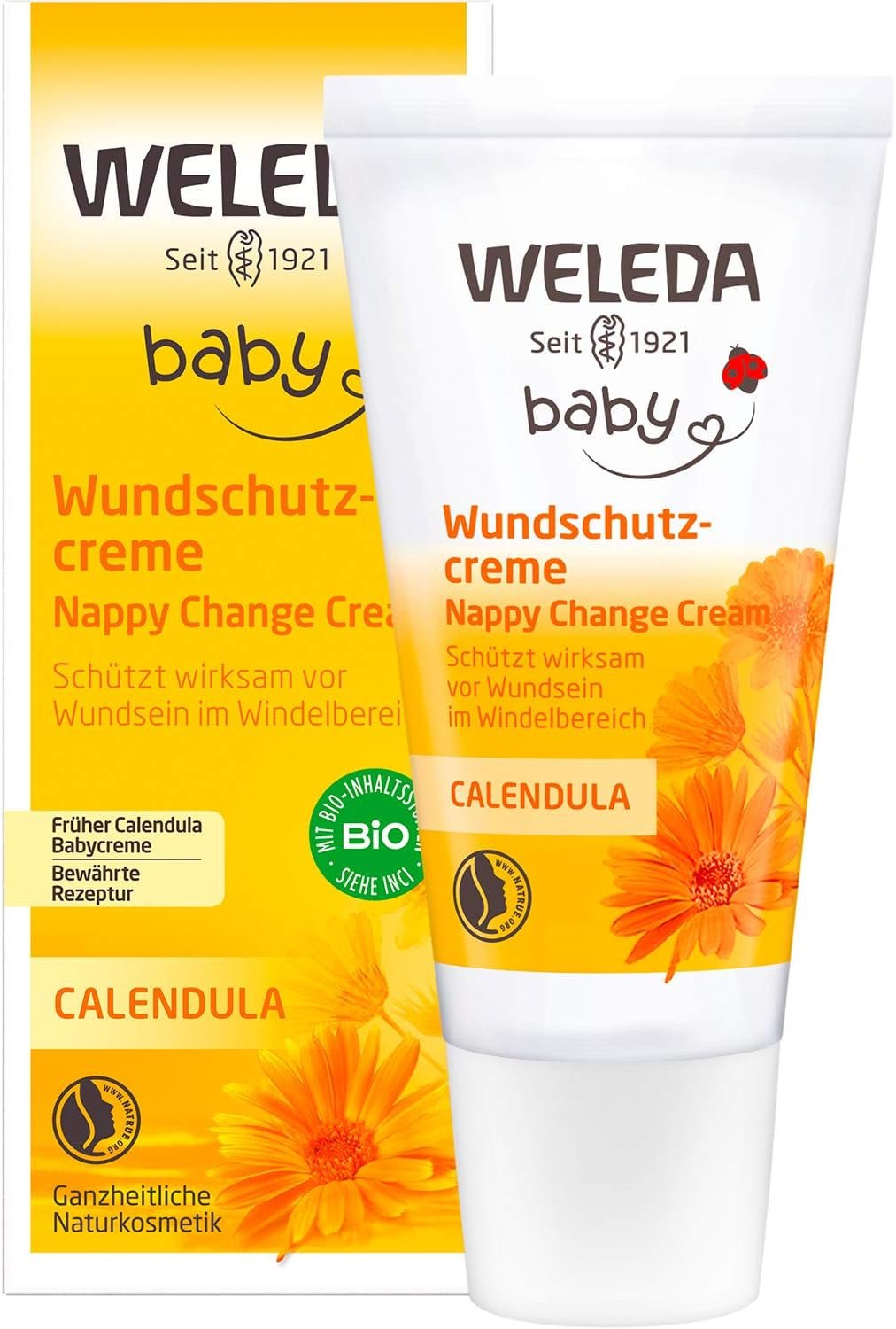 WELEDA Organic Baby Calendula Wondbeschermingscrème 75 ml - Natuurlijke cosmetische wondzalf / babycrème voor de bescherming van de gevoelige huid van de baby in het luiergebied. Helpt bij roodheid, geïrriteerde huid en pijn Kinderen - Bad- en huidverzorging Naty Shop Wondbeschermingscrème 30 Ml