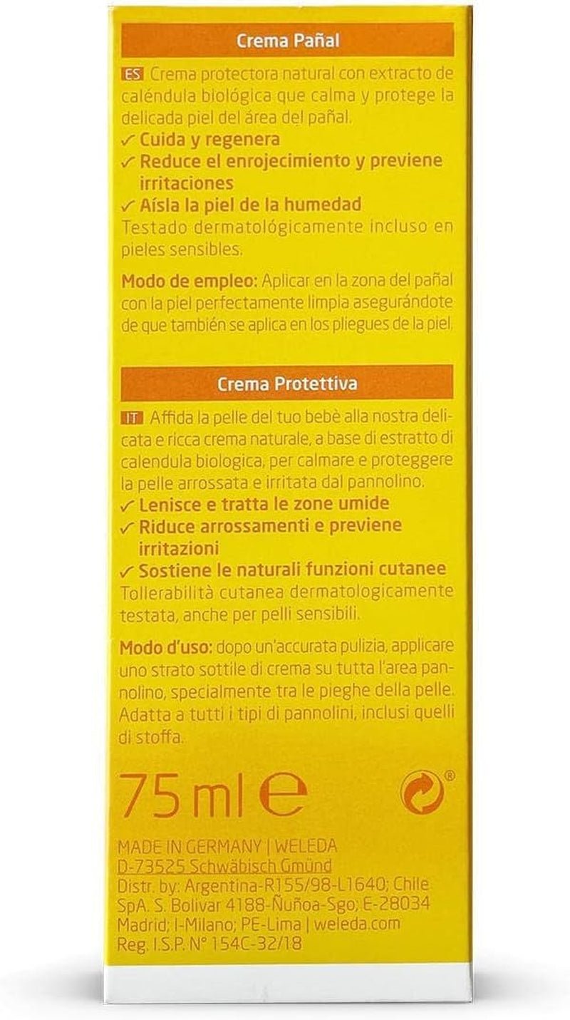 WELEDA Organic Baby Calendula Wondbeschermingscrème 75 ml - Natuurlijke cosmetische wondzalf / babycrème voor de bescherming van de gevoelige huid van de baby in het luiergebied. Helpt bij roodheid, geïrriteerde huid en pijn Kinderen - Bad- en huidverzorging Naty Shop