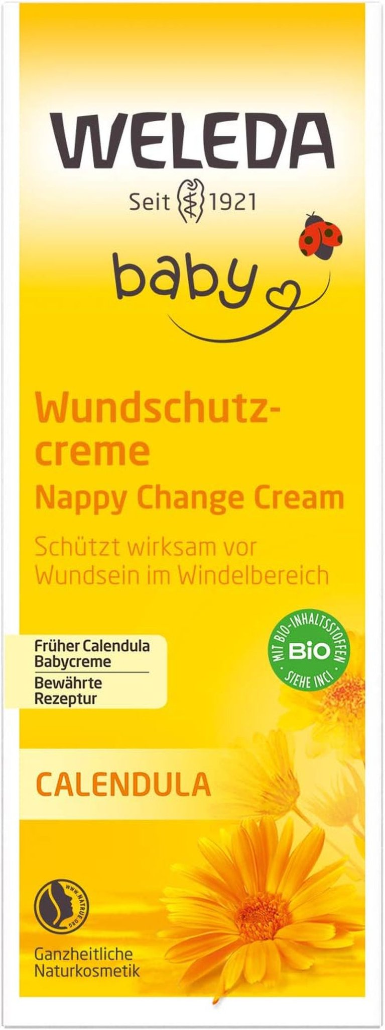 WELEDA Organic Baby Calendula Wondbeschermingscrème 75 ml - Natuurlijke cosmetische wondzalf / babycrème voor de bescherming van de gevoelige huid van de baby in het luiergebied. Helpt bij roodheid, geïrriteerde huid en pijn Kinderen - Bad- en huidverzorging Naty Shop