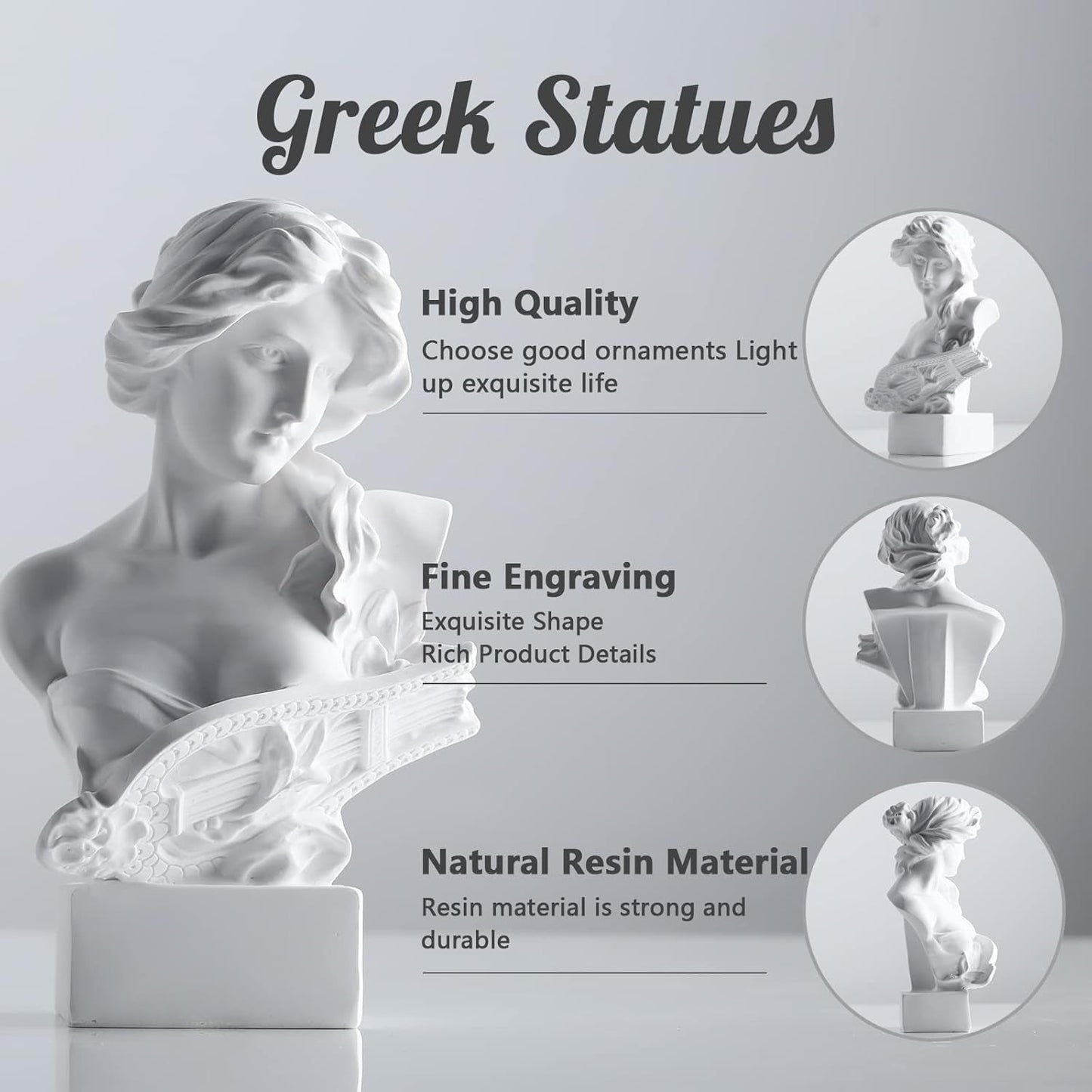 XMGZQ Wit Aphrodite Standbeeld Sculptuur, Hars Griekse Mythologie Buste Standbeeld, voor Coquette Kamer Decoratie, Donkere Academia Kamer Decoratie, Boekenplanken, Partitie, Salontafel Middelpunt Beeldjes en sculpturen Naty Shop