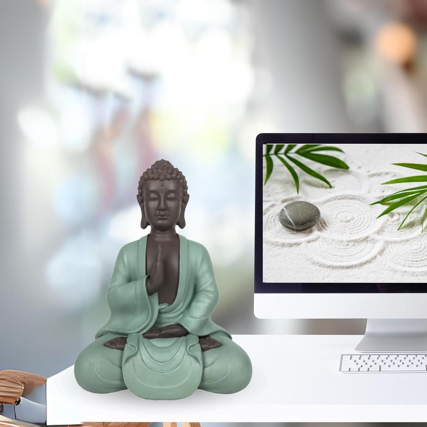 Zen Arôme SBM5 Zen Bodhi beeld, groen/bruin, 20 cm hoog Beeldjes en sculpturen Naty Shop