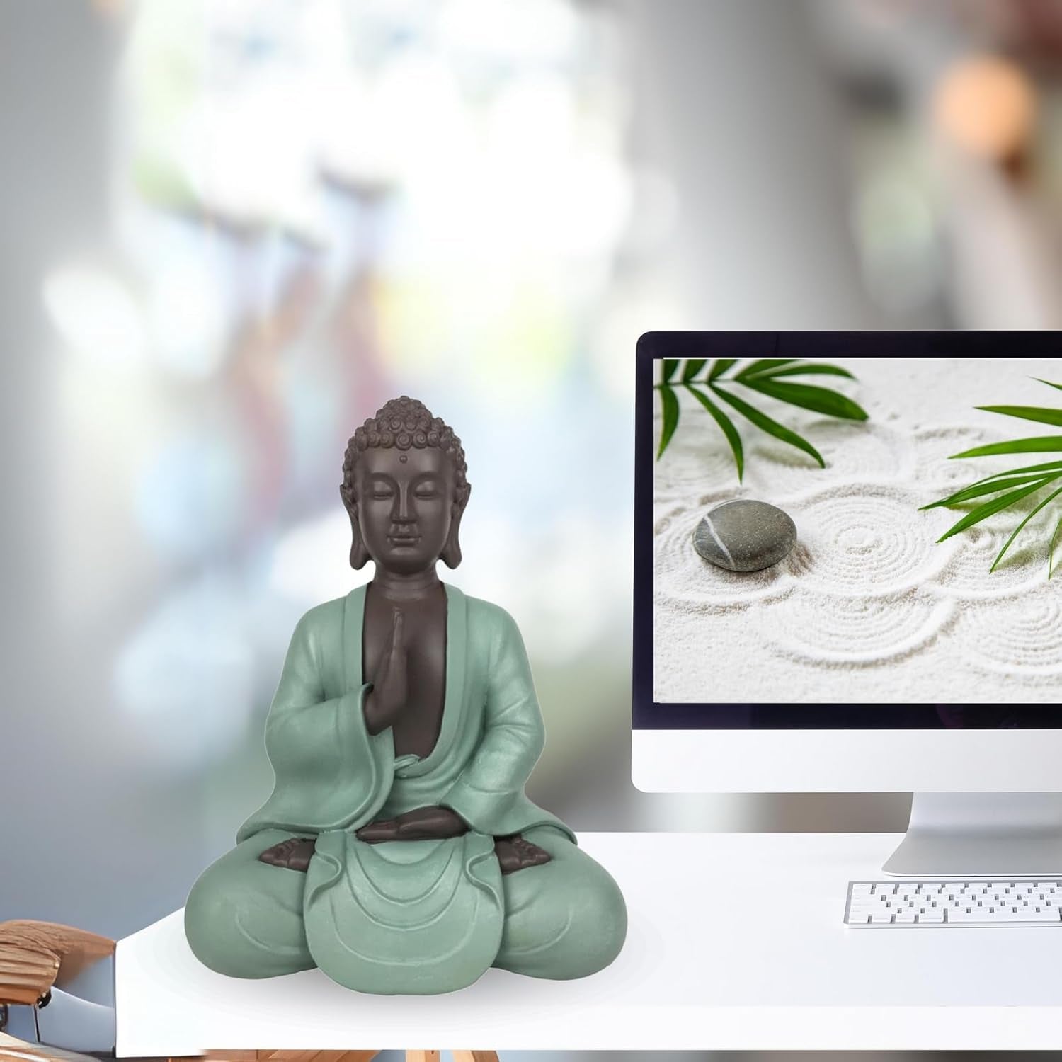 Zen Arôme SBM5 Zen Bodhi beeld, groen/bruin, 20 cm hoog Beeldjes en sculpturen Naty Shop