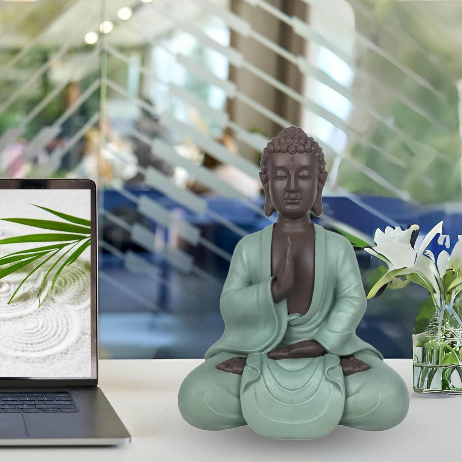 Zen Arôme SBM5 Zen Bodhi beeld, groen/bruin, 20 cm hoog Beeldjes en sculpturen Naty Shop