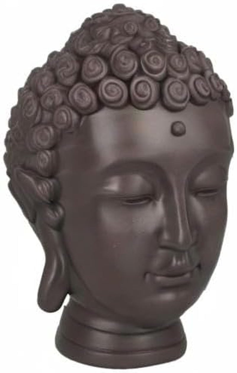 Zen'Light - Beeldje met Boeddha hoofd - Decoratie voor Zen, meditatie en feng shui - Cadeau voor een ontspannende en spirituele sfeer - Boeddha beeldje - Hoogte: 20 cm - Kleur: groen/bruin Beeldjes en sculpturen Naty Shop