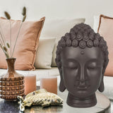 Zen'Light - Beeldje met Boeddha hoofd - Decoratie voor Zen, meditatie en feng shui - Cadeau voor een ontspannende en spirituele sfeer - Boeddha beeldje - Hoogte: 20 cm - Kleur: groen/bruin Beeldjes en sculpturen Naty Shop