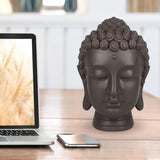 Zen'Light - Beeldje met Boeddha hoofd - Decoratie voor Zen, meditatie en feng shui - Cadeau voor een ontspannende en spirituele sfeer - Boeddha beeldje - Hoogte: 20 cm - Kleur: groen/bruin Beeldjes en sculpturen Naty Shop