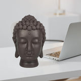Zen'Light - Beeldje met Boeddha hoofd - Decoratie voor Zen, meditatie en feng shui - Cadeau voor een ontspannende en spirituele sfeer - Boeddha beeldje - Hoogte: 20 cm - Kleur: groen/bruin Beeldjes en sculpturen Naty Shop