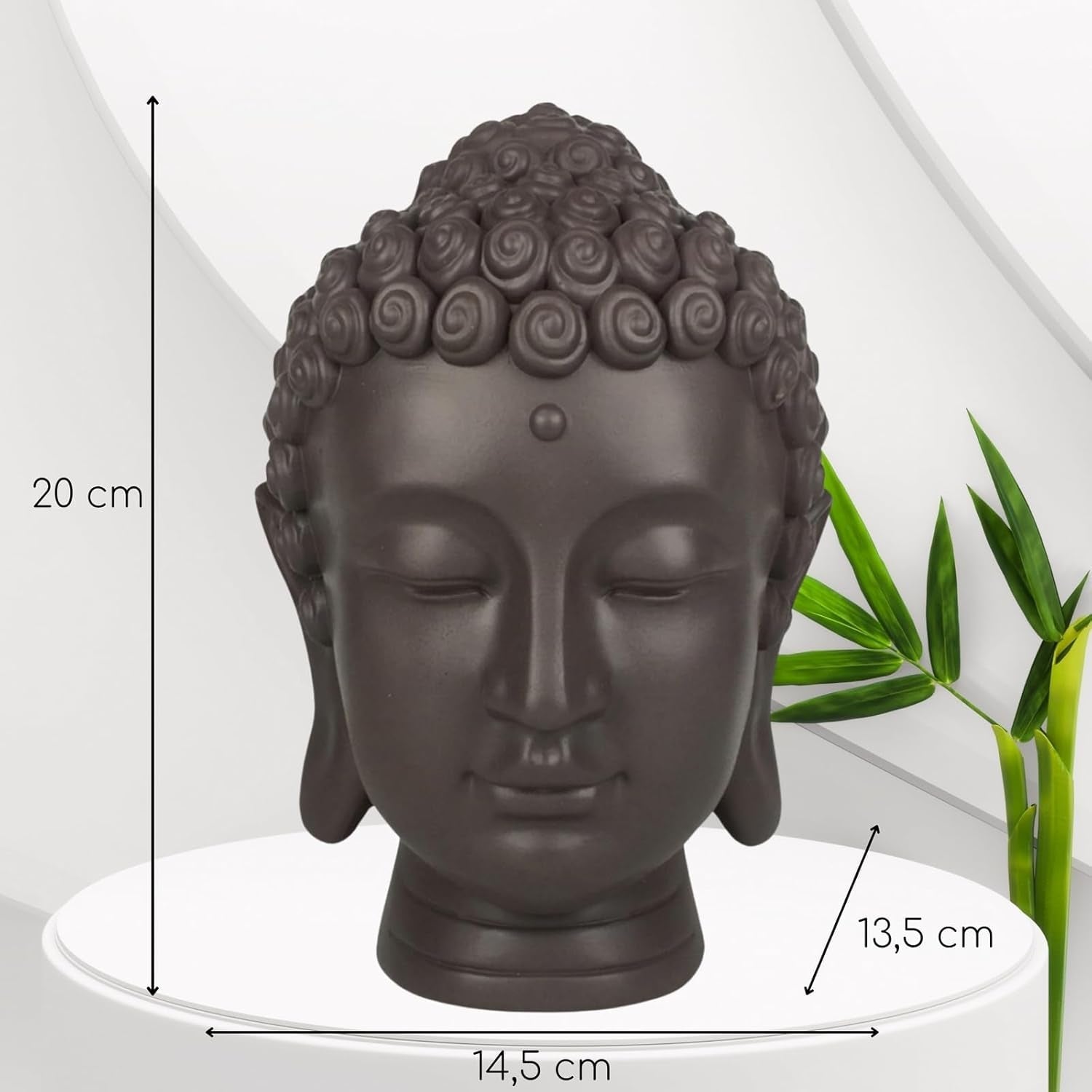 Zen'Light - Beeldje met Boeddha hoofd - Decoratie voor Zen, meditatie en feng shui - Cadeau voor een ontspannende en spirituele sfeer - Boeddha beeldje - Hoogte: 20 cm - Kleur: groen/bruin Beeldjes en sculpturen Naty Shop
