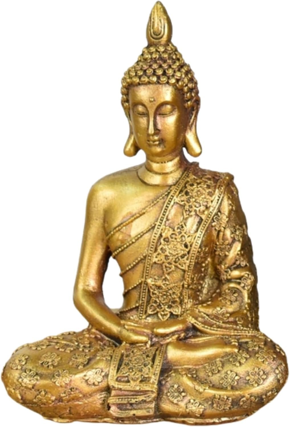 Zen'Light - Sanci Boeddha hoofdbeeldje - Decoratie voor Zen, meditatie en feng shui - Cadeau voor een ontspannende en spirituele sfeer - Boeddhabeeld - Hoogte: 18 cm - Kleur: goud Beeldjes en sculpturen Naty Shop Standaard titel