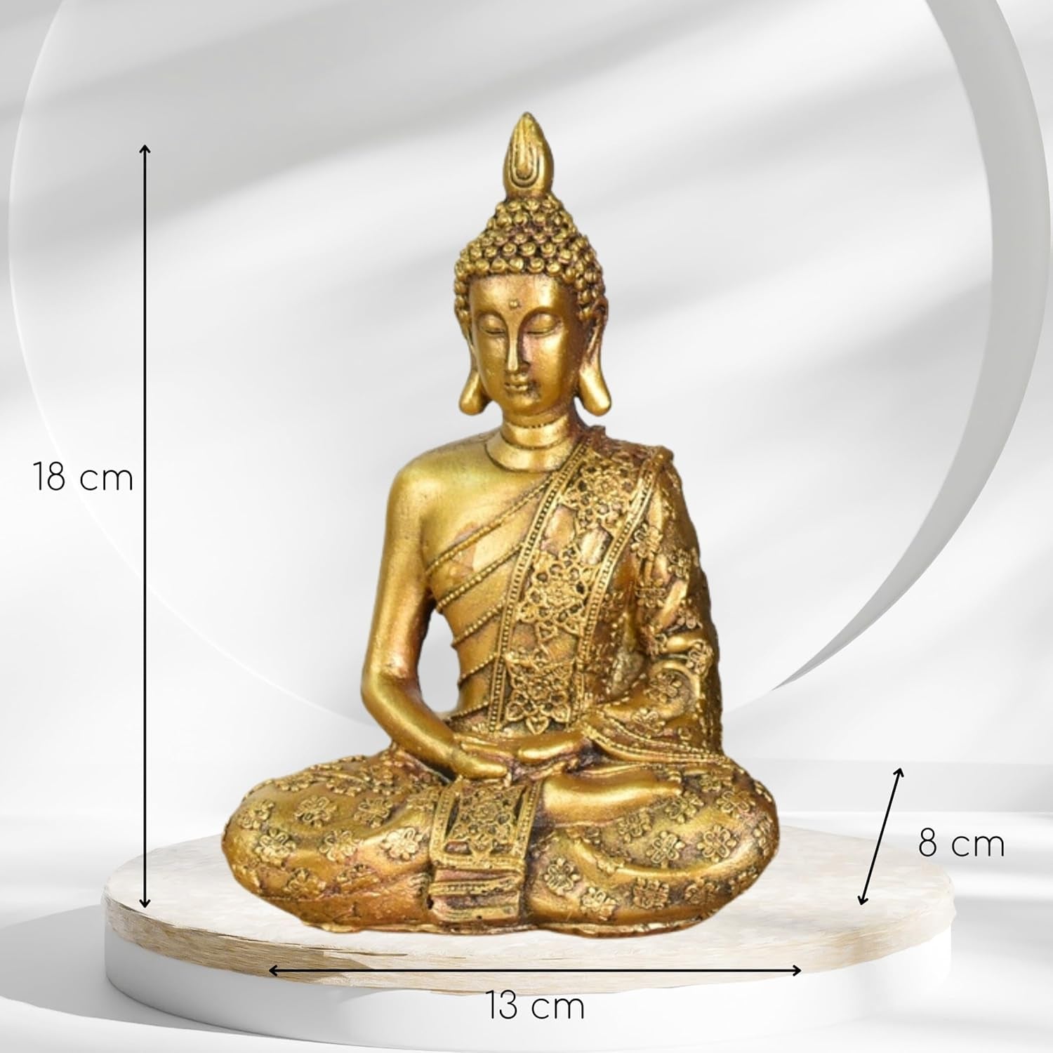 Zen'Light - Beeldje met Boeddhahoofd Sanci - Decoratie voor Zen, meditatie en feng shui - Cadeau voor een ontspannende en spirituele sfeer - Boeddhabeeld - Hoogte: 18 cm - Kleur: goud Beeldjes en sculpturen Naty Shop