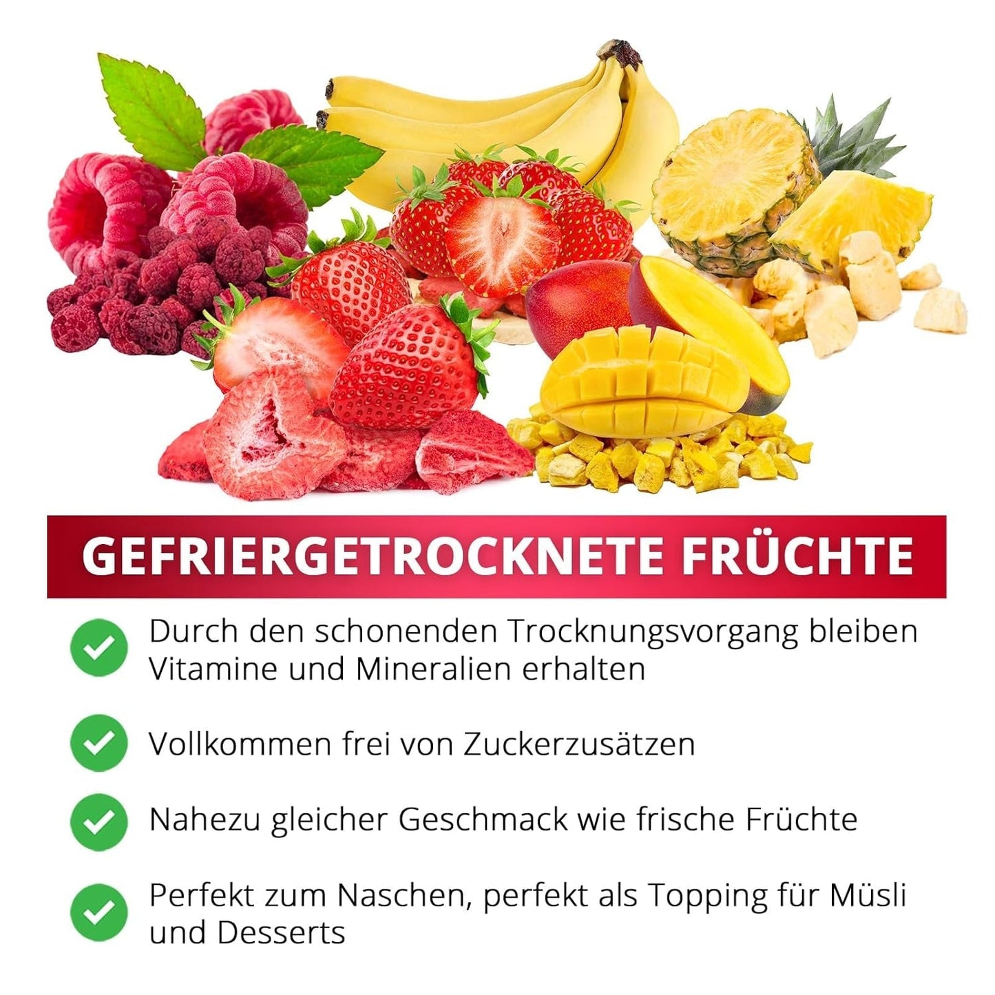 Gevriesdroogde frambozen, GEEN Chinese producten, 500 g gevriesdroogd heel fruit, zonder toevoegingen, fruitig, gemaakt in Duitsland Gedroogde producten Naty Shop